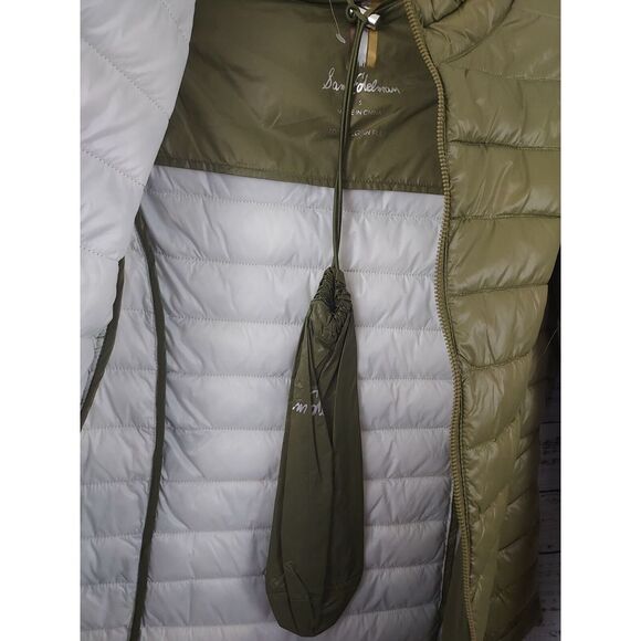 Sam Edelman Small Lightweight Green Puffer Jacket w/ Drawstring Travel Bag NEW - Picture 6 of 8